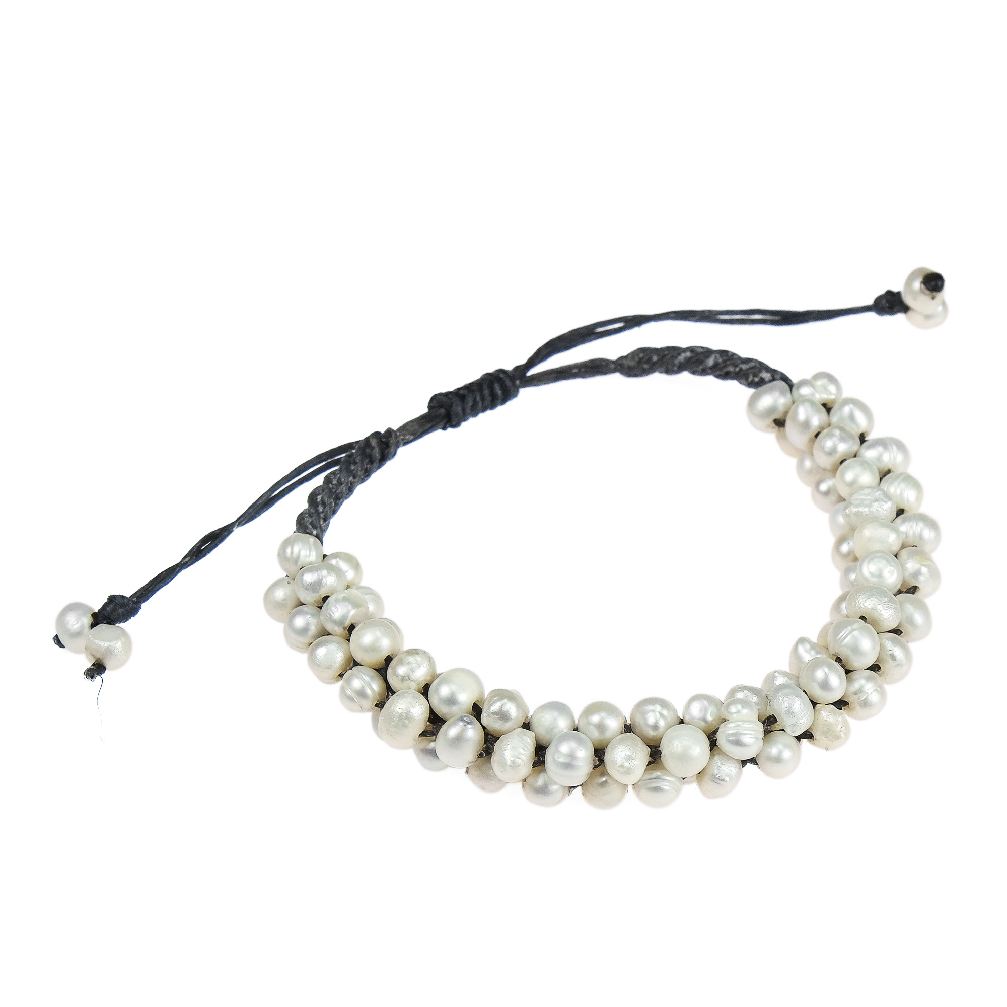 Ultra Modern White String Of Pearls Cotton Rope Pull Bracelet Pull String Bracelet Product