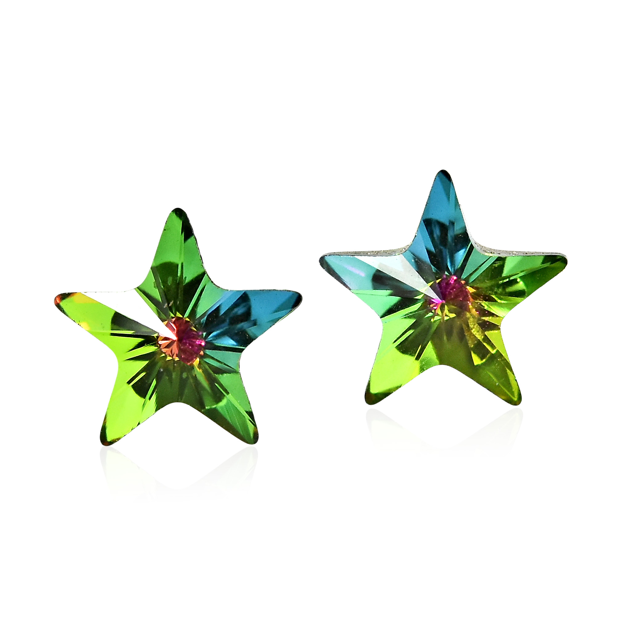 Prism Green Rainbow Crystal Star 925 Silver Earrings Aeravida Feel Like A Star With These Cute Earrings From Thailand Feature Design Made Of Swavroski Crystal And Sterling Silver Post