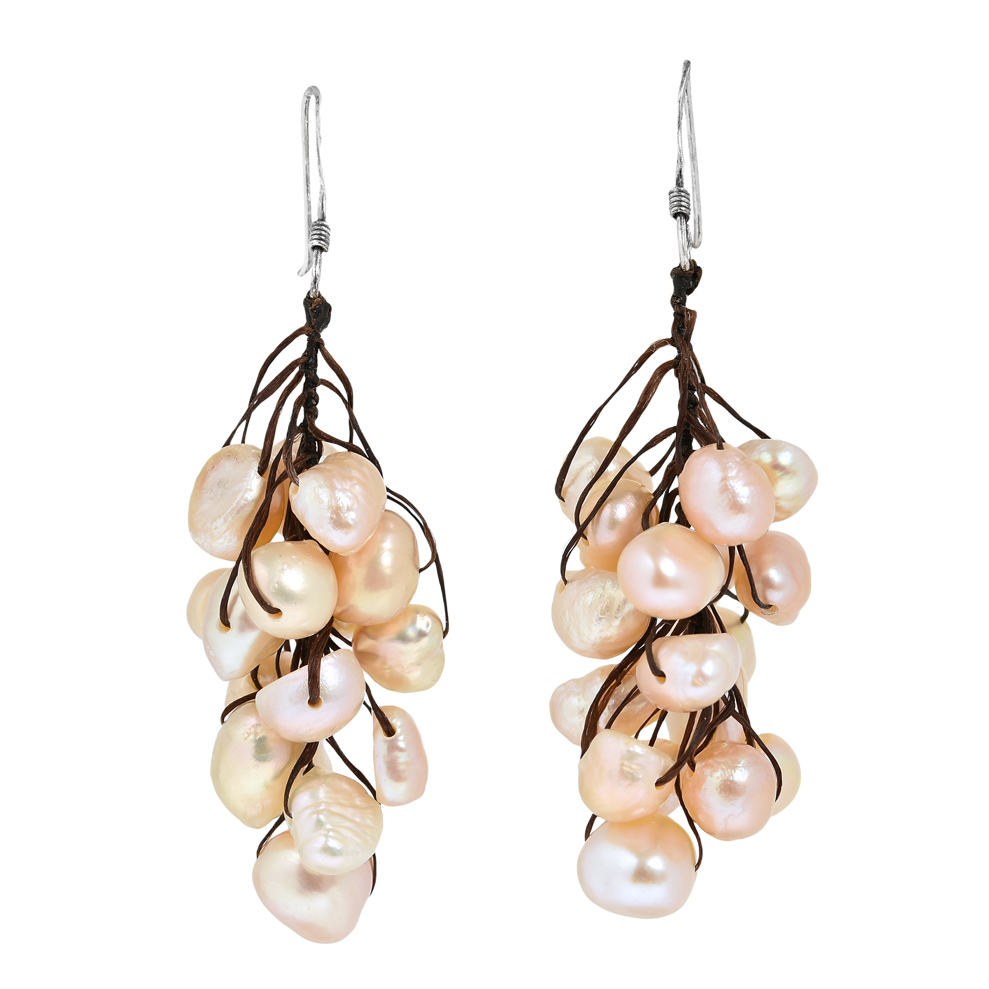 Hanging Cer Of Peach Freshwater Pearls Dangle Earrings Aeravida A Beautiful Cer Of Freshwater Pearls Create This Amazing Pair Dangle Earrings Resembling Bundle Ripe Gs On The Vine Each Individual Piece