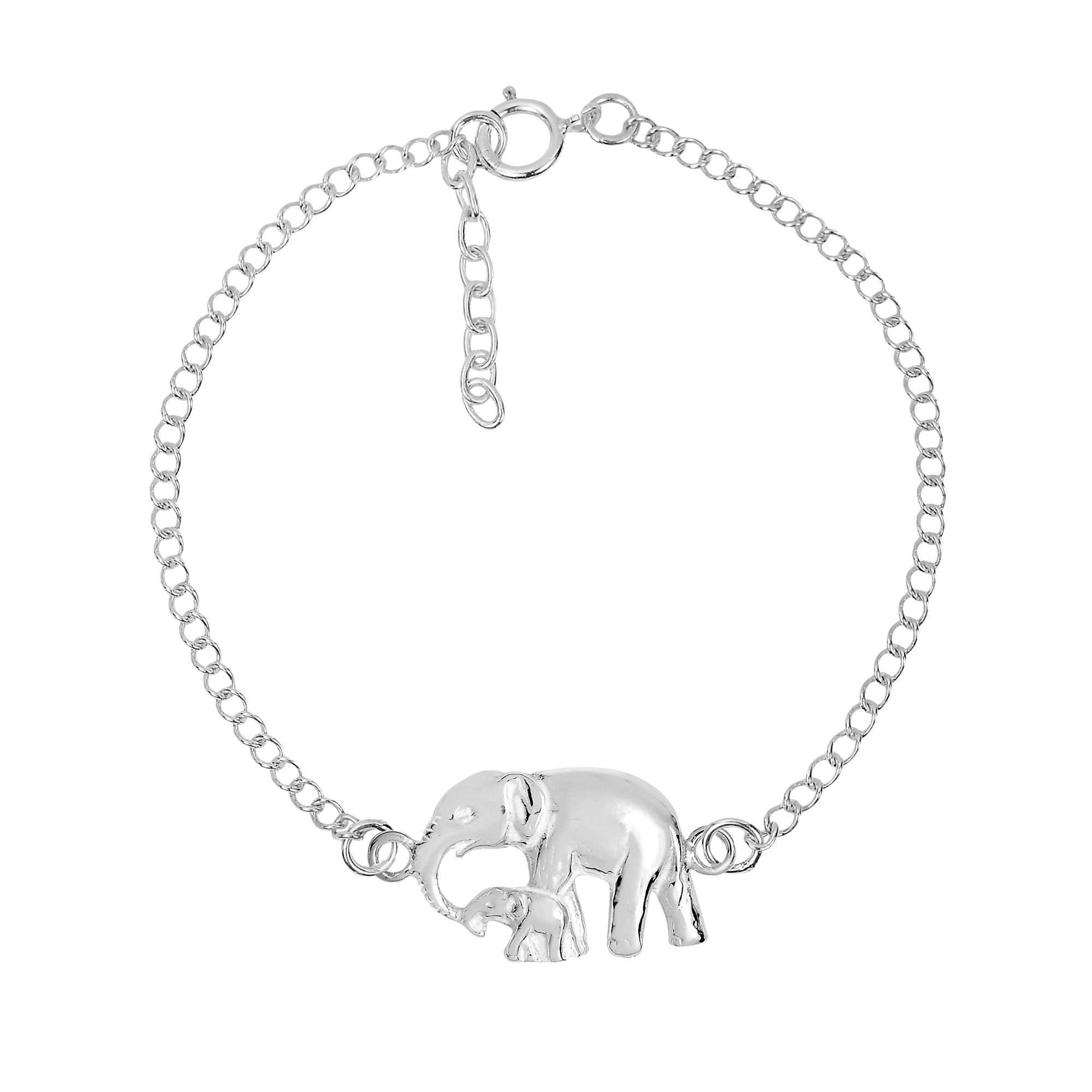 Loving Mom With Baby Elephant Sterling Silver Chain Link Bracelet Baby Elephant Sterling Silver Chain Link Bracelet Product