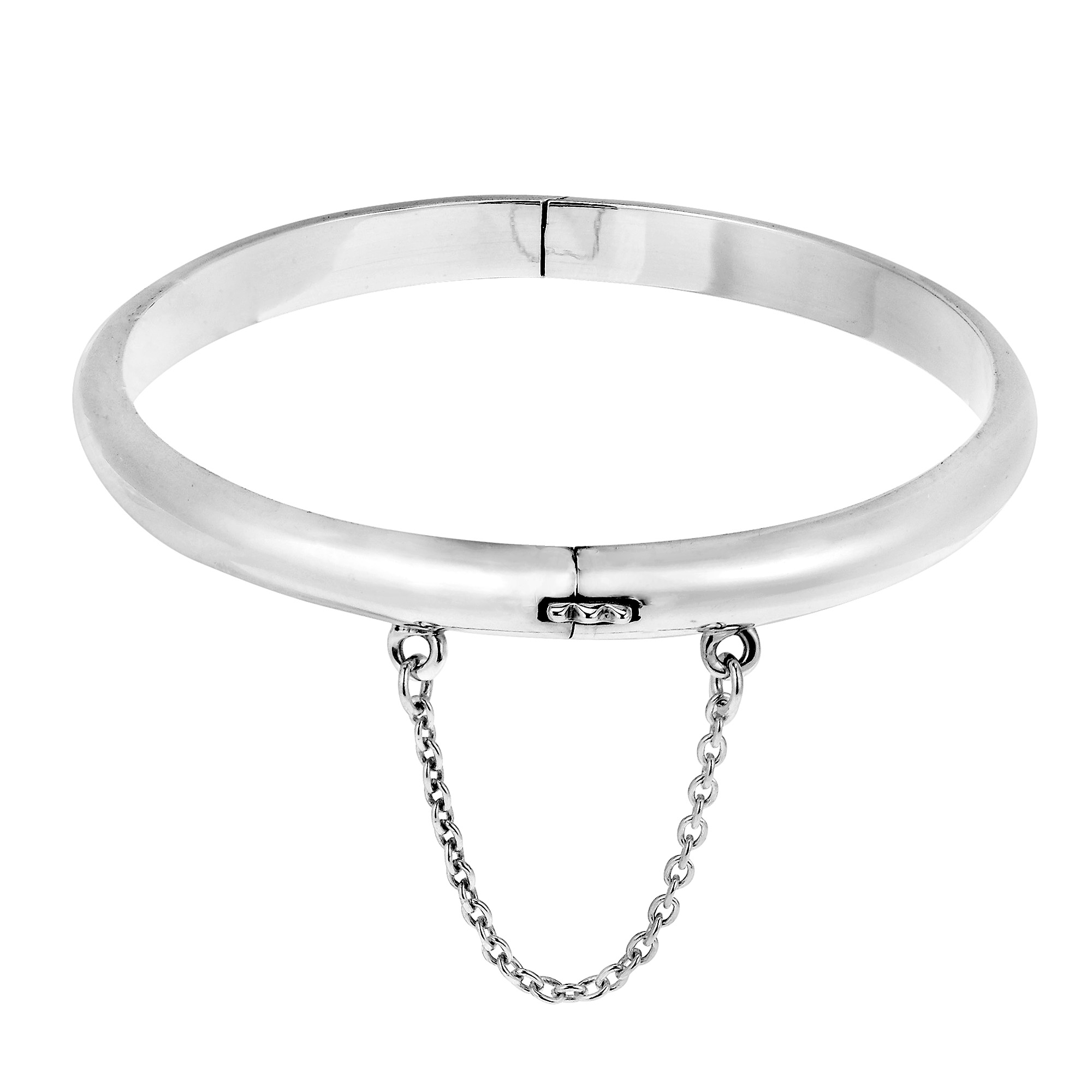 Shiny 45mm Baby Chain Lock 925 Sterling Silver Bangle Bracelet Bracelets Plain Shiny 5mm Thick Baby Chain Lock Sterling Silver Bangle Product