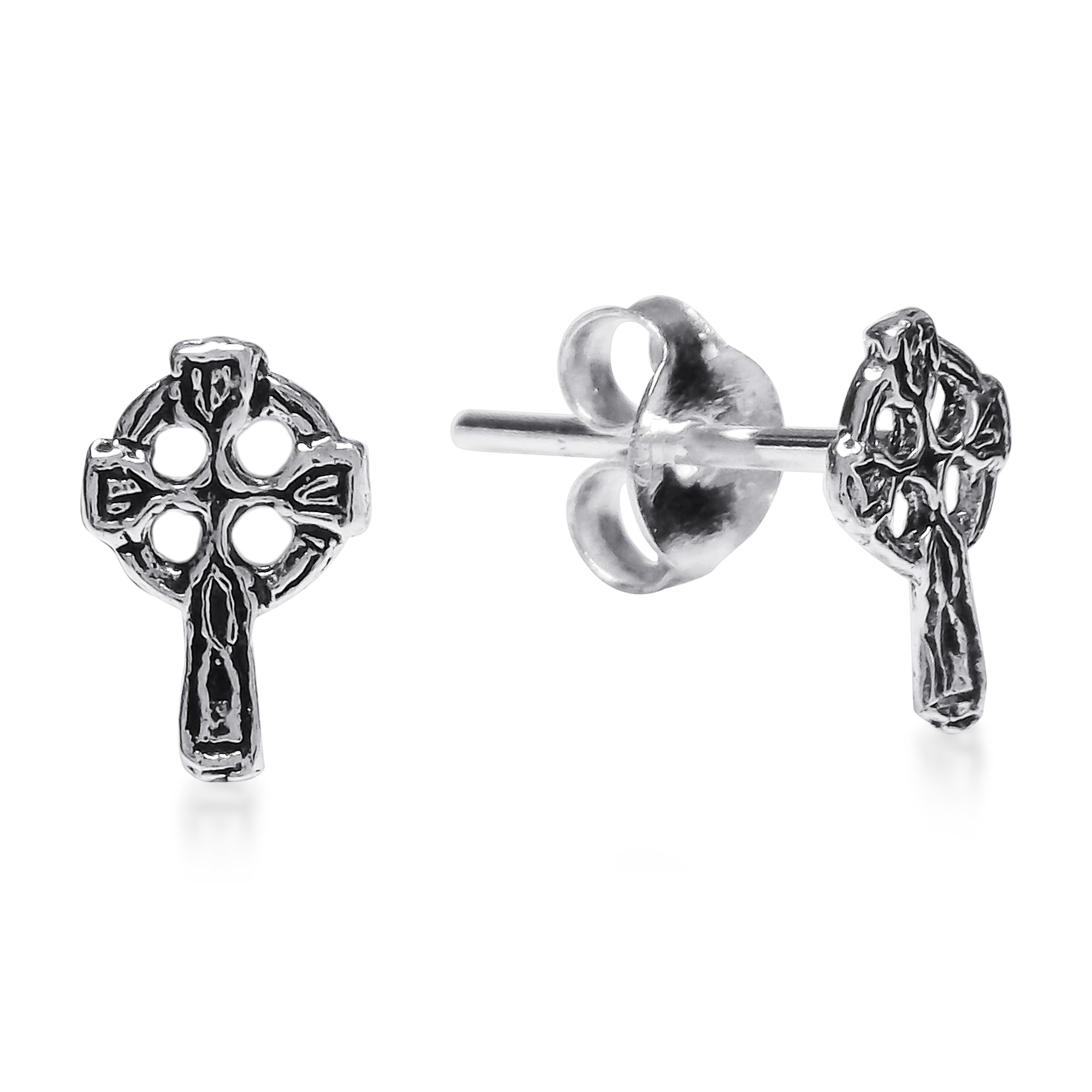 Faith Eternal Mini Celtic Cross 925 Silver Stud Earrings Aeravida Local Aeravida Khun Jai Handcrafted These Intriguing Sterling Silver Earrings The Feature Celtic Cross Which Consists Of Normal