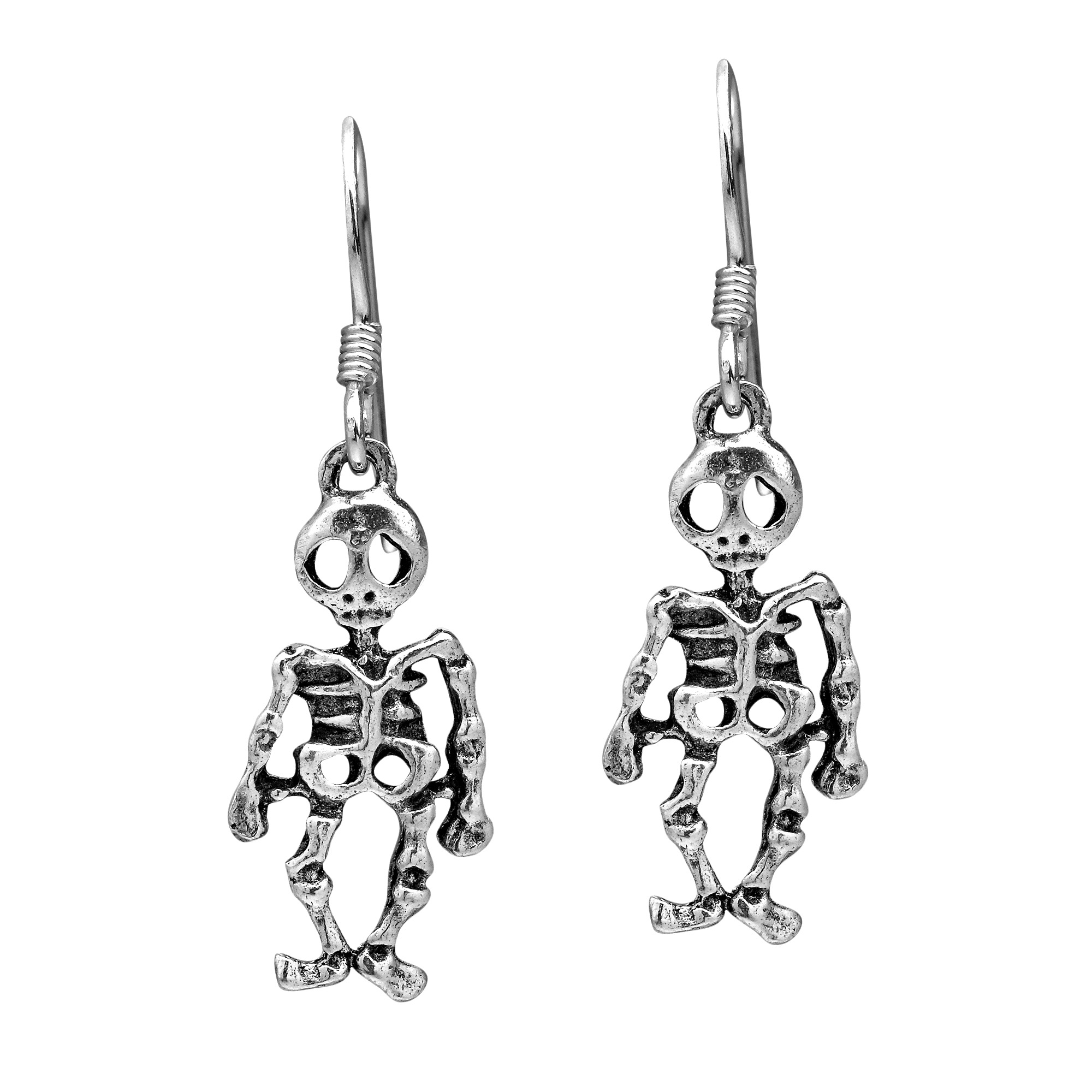 Halloween Skeleton .925 Silver Dangle Earrings eBay