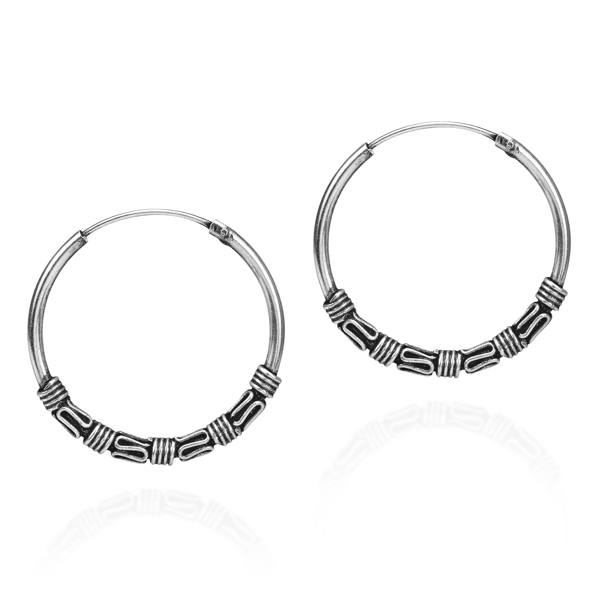 Interlace Bali Tribal Sterling Silver 24mm Hoop Earrings Aeravida Katsaya From Thailand Handcrafted These Exotic Earrings The Hoop Were With Sterling Silver And Centered Balinese Styling