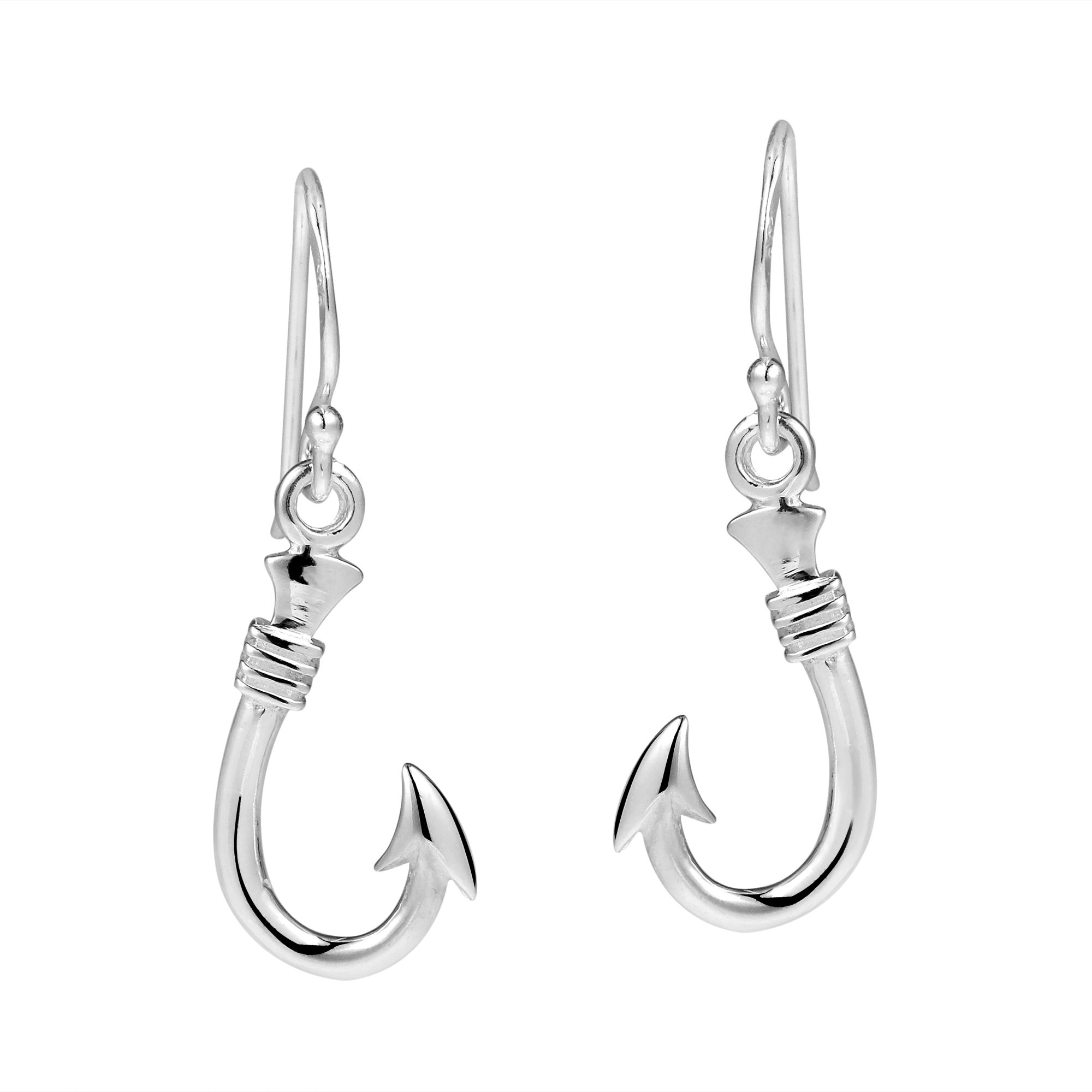 Fish Hook Arrow Tip Fortune 925 Sterling Silver Dangle Earrings Product