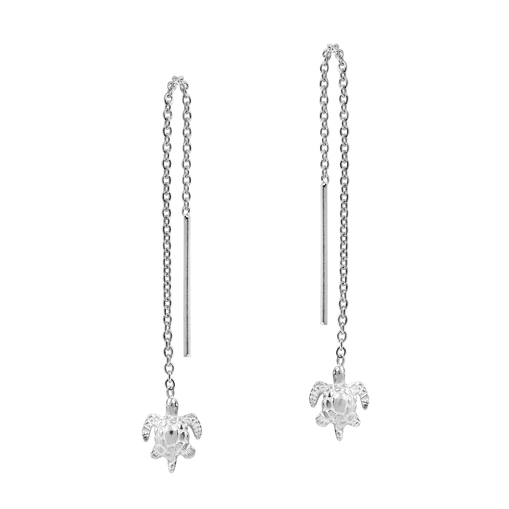Adorable Baby Sea Turtle Sterling Silver Thread Slide Earrings Sleek And Alluring These Earrings Feature Cute Sea Turtle Charms That Dangle From A Sterling Silver Chain Upon Slide Thru Post