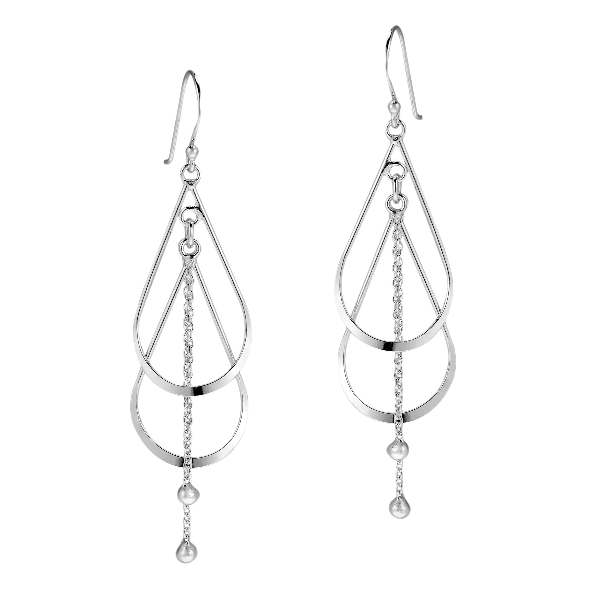 Clic Elegance Double Teardrop 925 Silver Dangle Earrings Aeravida Silver Dangle Earrings Product