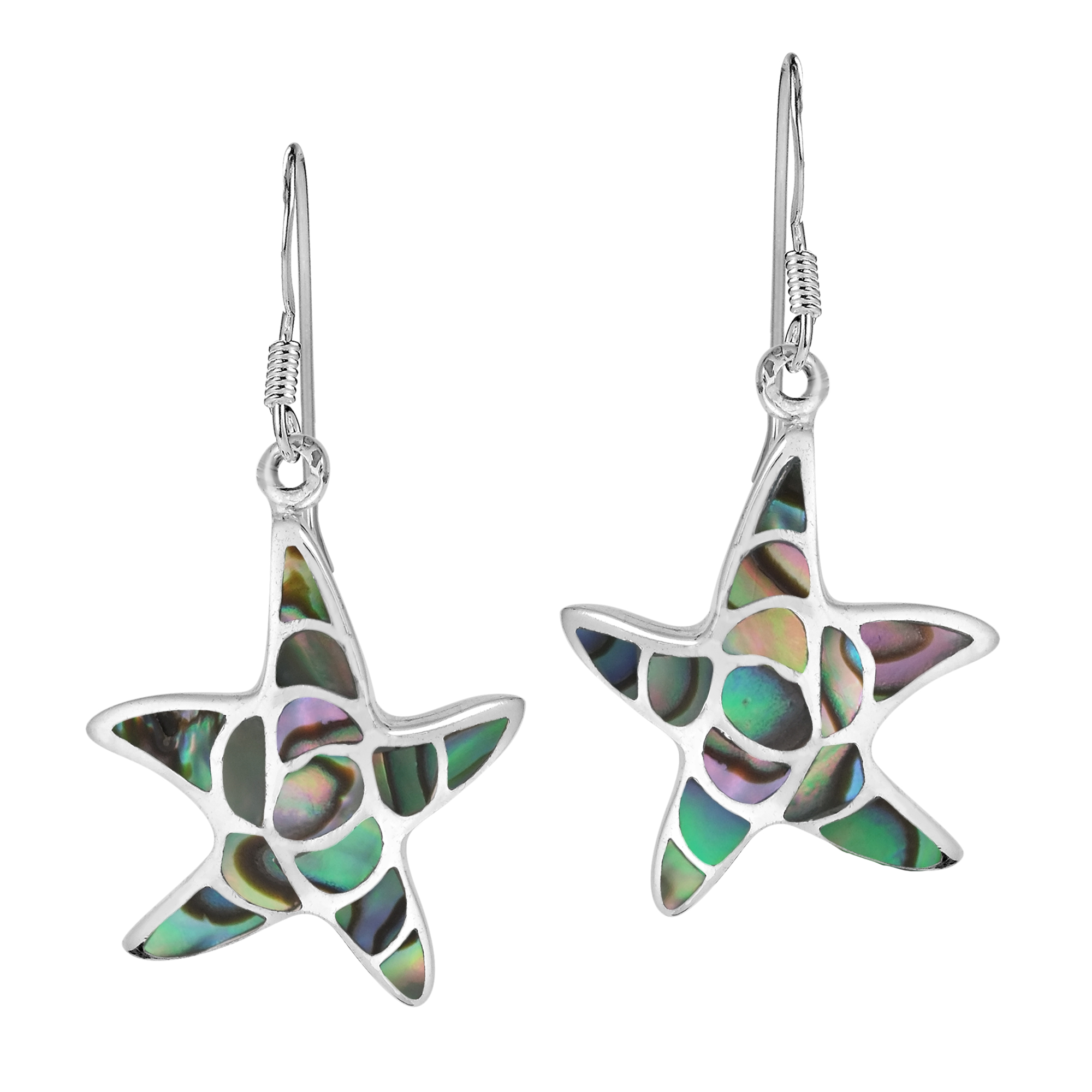Sea Farers Starfish Inlaid Abalone S Sterling Silver Dangle Eammano From Thailand Handcrafted This Exquisite Sterling Silver Earring Set The Earrings Feature Starfish Inlaid With S Or Stone