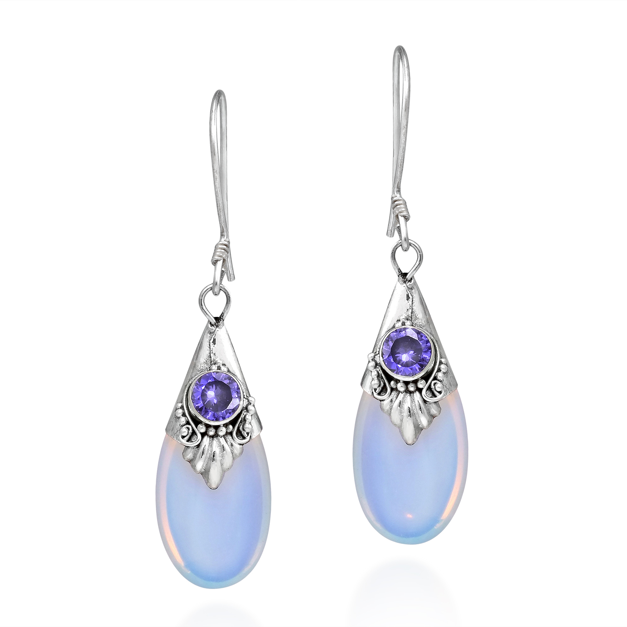 Gorgeous Moonstone Teardrop Simulated Amethyst Sterling Silver Product