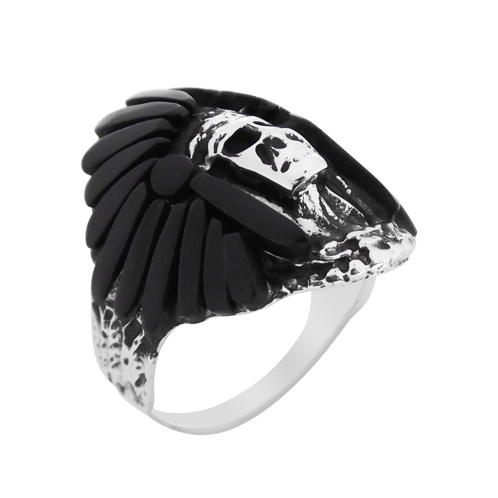 Native American Indian Black Onyx Detail 925 Silver Ring 6 Aeravida